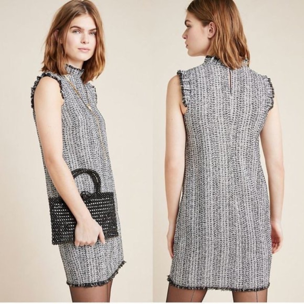 Anthropologie Eri+Ali Tori Textured Shift Dress Black White, Size Medium